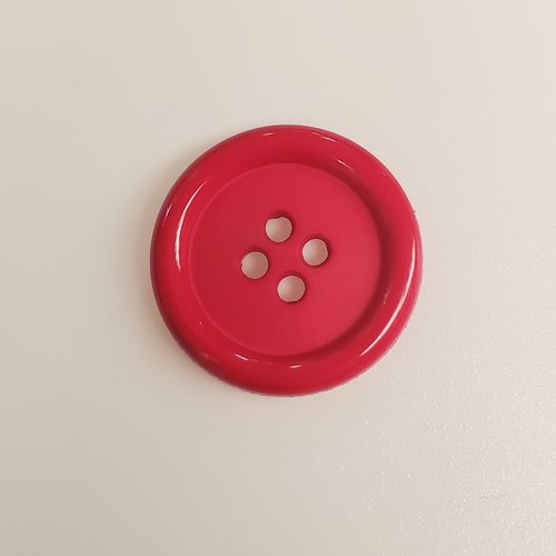Bouton en acrylique rouge vif – 25 mm – 4 trous