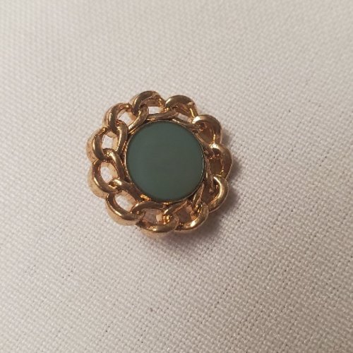 Lot de 6 boutons fantaisie doré & vert d'eau – 18 mm