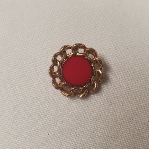 Lot de 6 boutons fantaisie doré & rouge vif – 18 mm