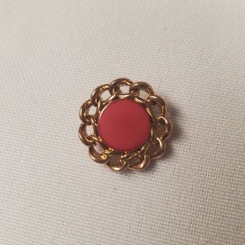 Lot de 6 boutons fantaisie doré & rose fushia – 18 mm