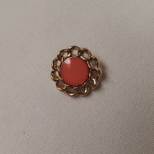 Lot de 6 boutons fantaisie doré & corail – 18 mm
