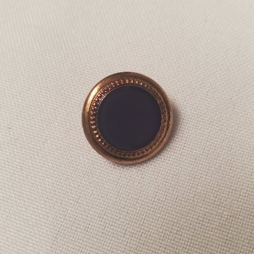 Lot de 6 boutons "bijou" bordure dorée & centre marine – 18 mm