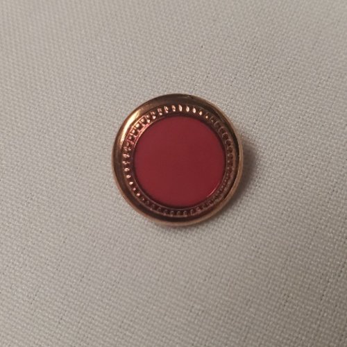 Lot de 6 boutons "bijou" bordure dorée & centre fushia – 18 mm