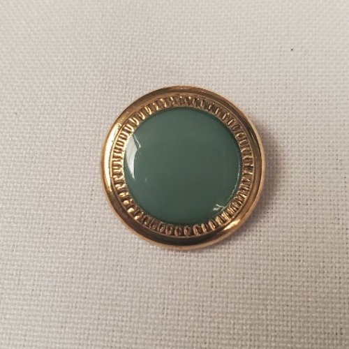 Lot de 6 boutons "bijou" bordure dorée & centre vert – 21 mm