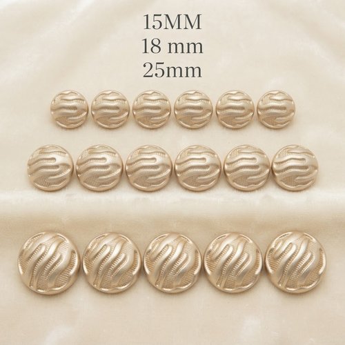 Lots de 6 boutons acrylique doré motif vagues – 15 mm, 18 mm & 25 mm