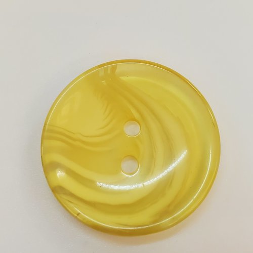 Bouton acrylique jaune marbré à 2 trous – 30 mm