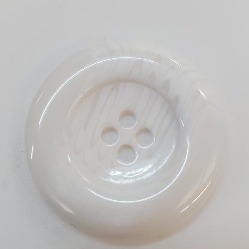 Grand bouton acrylique blanc marbré – 35 mm