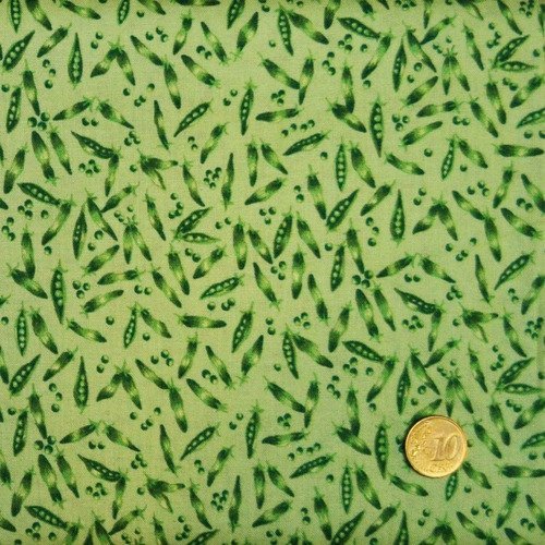 Coupon tissu patchwork 45cm x 55cm les minis petits pois sur fond vert  de makower