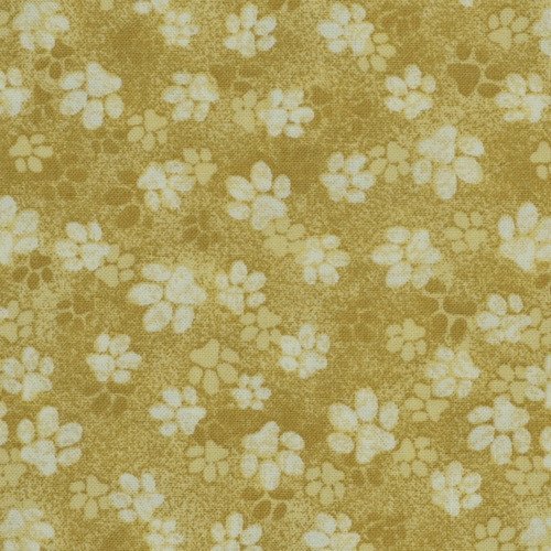 Coupon tissu patchwork  45cm x 55cm  les empreintes sur fond beige