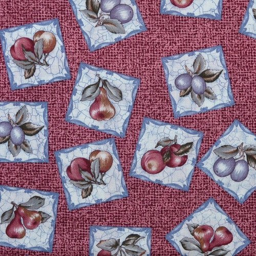 Coupon tissu patchwork 30cm x 55cm les etiquettes de fruits