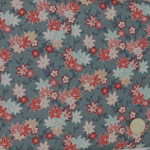 Coupon tissu patchwork 45cm x 55cm série sakura maple leaf ref 1378s