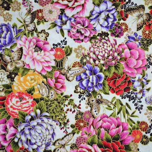 Coupon tissu patchwork 45cm x 55cm asian garden 