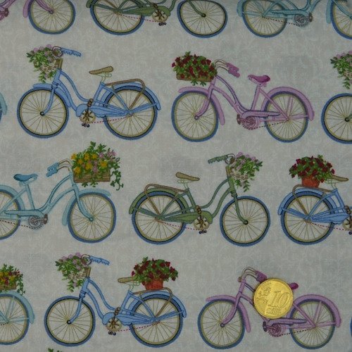 Tissu patchwork 45cm x 55cm les bicyclettes de makower