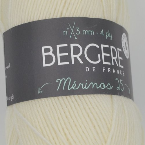 Mérinos 2.5 coul ecru bébé laine bergère de france