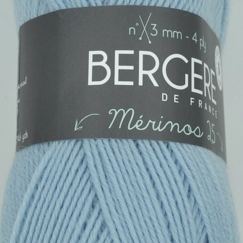 Mérinos 2.5 coul ciel bébé laine bergère de france