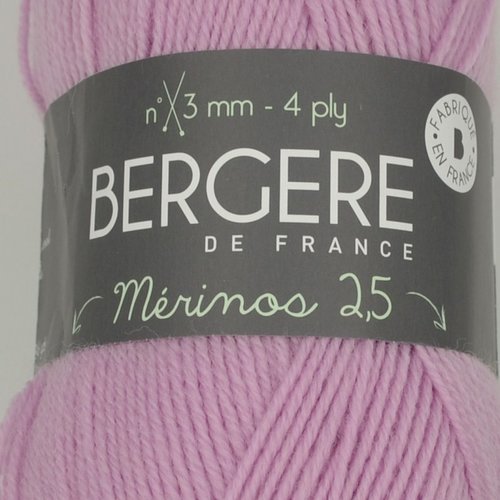 Mérinos 2.5 coul rose bébé laine bergère de france