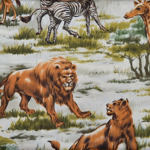 Coupon tissu patchwork 20cm x 110cm les animaux de la savane