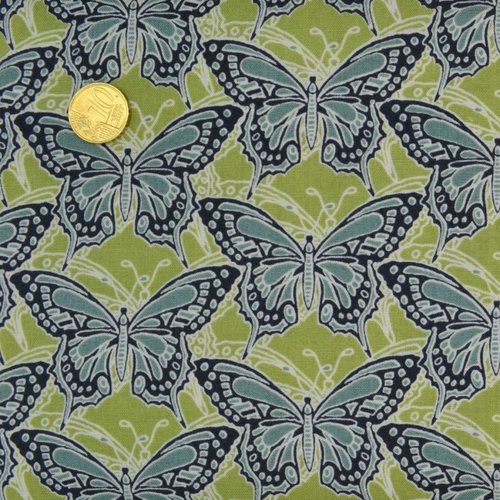 Coupon tissu loisirs créatifs 20cm x 110cm meadow butterfly de makower