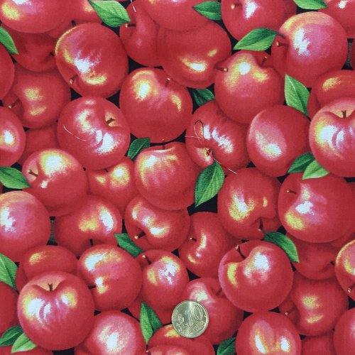 Coupon tissu patchwork 45cm x 55cm les pommes rouges de pb