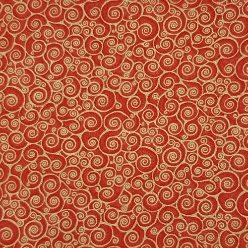 Tissu noël série rapsodie de makower arabesque orange/or