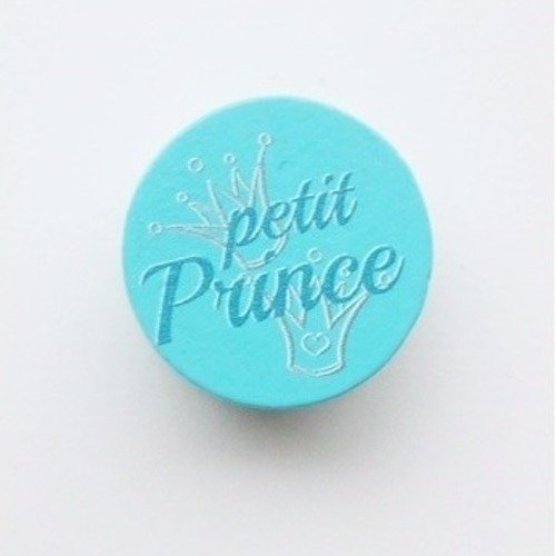 Perle bois "petit prince" turquoise pour attache tétine