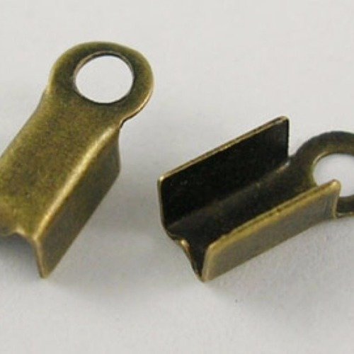 50 embouts métal bronze à serrer  pour cordon 13 x 3 mm