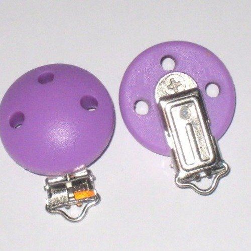 Pince clip attache tétine silicone ronde violette