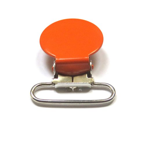 Pince clip tétine en métal ronde pour attache tétine orange