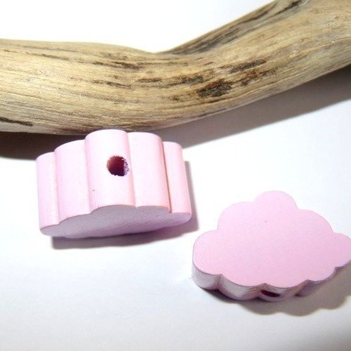 Perle bois nuage rose 21 mm x 13 mm norme ce