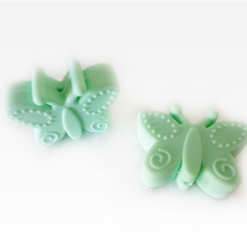 Perle silicone papillon vert menthe pour attache tétine