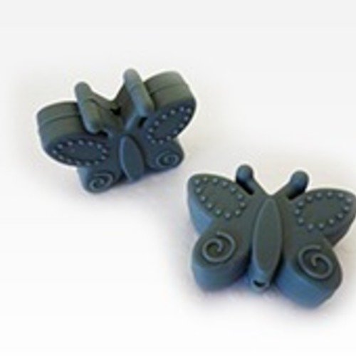Perle silicone papillon grise pour attache tétine