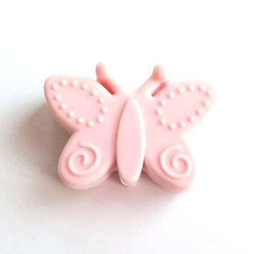 Perle silicone papillon rose pour attache tétine