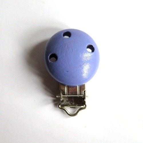 Pince clip attache tétine métal et bois violette