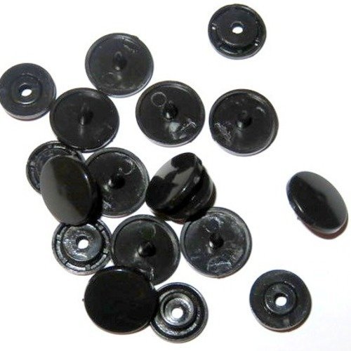 10 boutons pressions en plastique kam noir t5