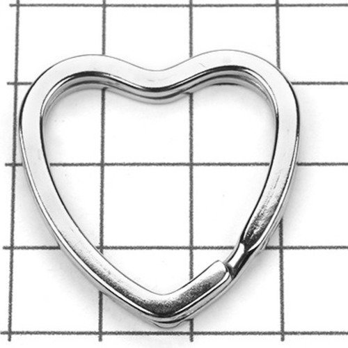 2 anneaux porte clés bijoux de sac cœur métal argenté 32 x 30 mm