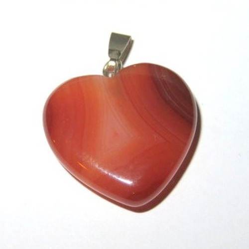 Pendentif cœur pierre cornaline 20 mm