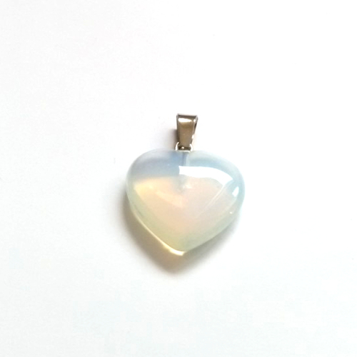 Pendentif cœur pierre opalite blanche 20 mm