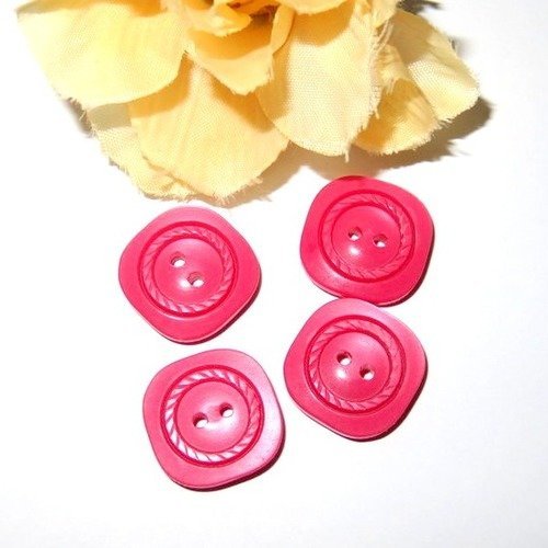 4 boutons en bakélite couleur rose foncé 16 mm