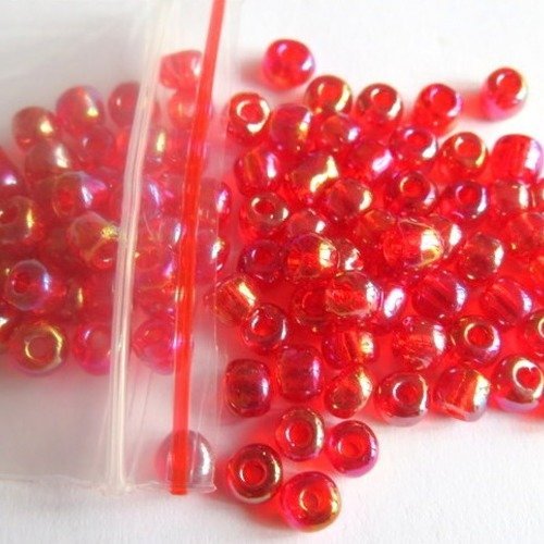 15 g perles de rocaille rouge 4 mm