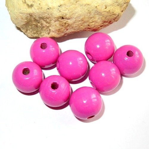 10 perles en bois rose pour attache tétine 15 mm norme ce