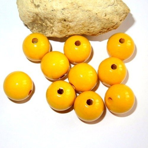 10 perles en bois jaune pour attache tétine 15 mm norme ce
