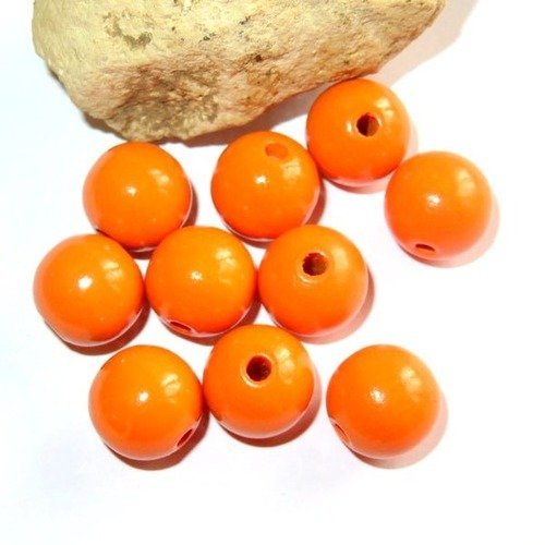 10 perles en bois orange pour attache tétine 15 mm norme ce