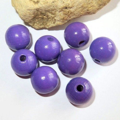 10 perles en bois violette pour attache tétine 15 mm norme ce