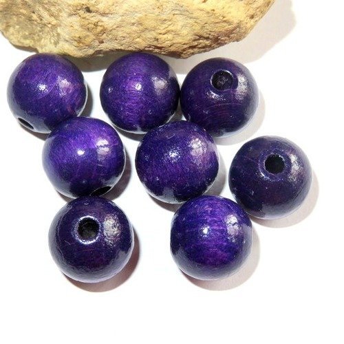 10 perles en bois violet foncé/aubergine pour attache tétine 15 mm norme ce