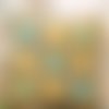 Housse de coussin style scandinave coton/lin jaune turquoise 45 x 45 cm