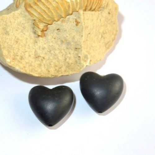Perle silicone cœur noire 20 x 20 x 12 mm