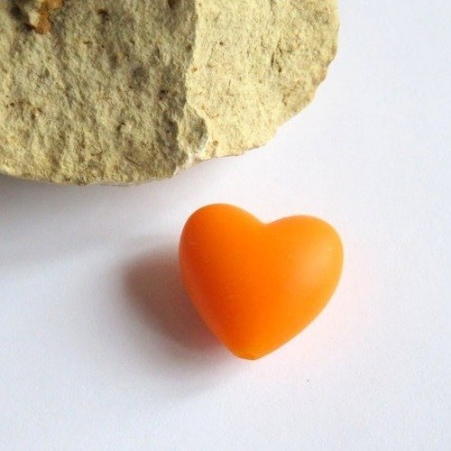 Perle silicone cœur orange 20 x 20 x 12 mm