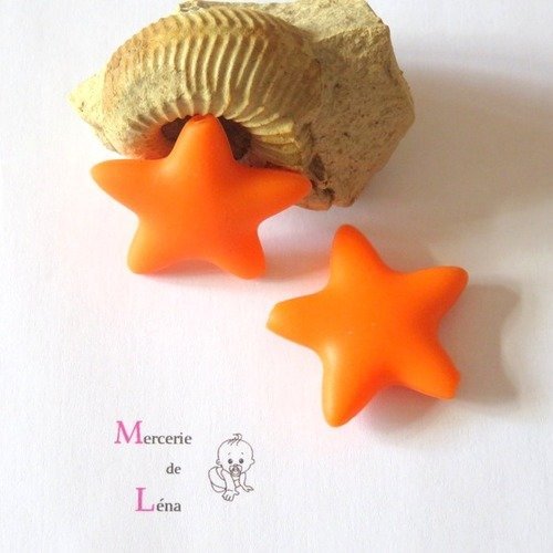 Perle silicone forme étoile 38 mm orange pour attache tétine