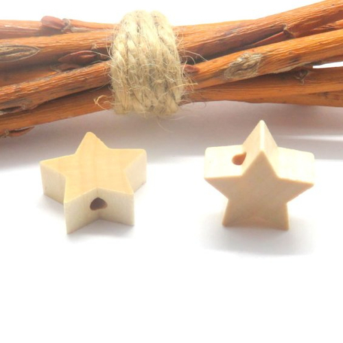 Perle bois étoile 18 x 8 mm norme ce