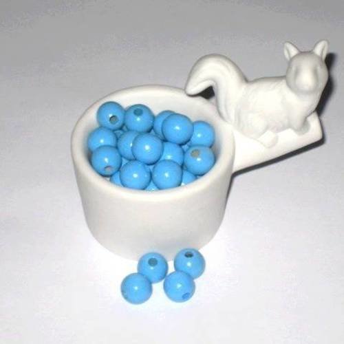 50 perles en bois bleu tendre pour attache tétine 10 mm n°13